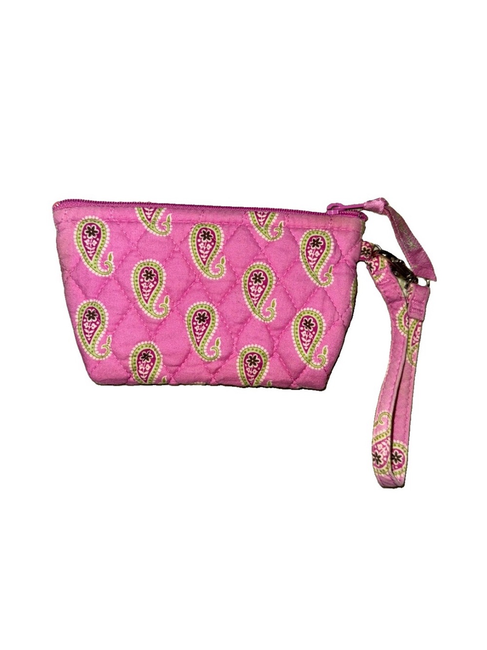 Vera Bradley Bermuda Pink Quilted Wristlet Pouch Mini Coin Purse Retired Paisley